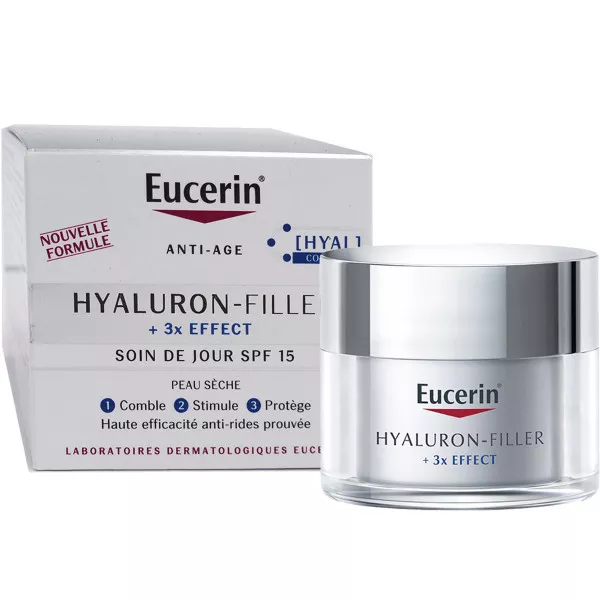 EUCERIN HYALURON-FILLER + 3x EFFECT SOIN JOUR SPF15 PEAU SÈCHE 50ML