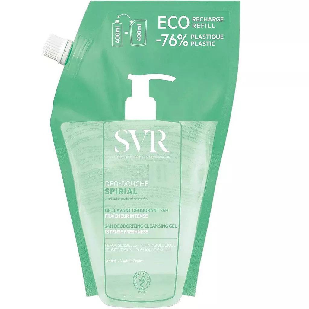 SVR SPIRIAL DÉO-DOUCHE GEL LAVANT DÉODORANT 24H ÉCO-RECHARGE 400ML
