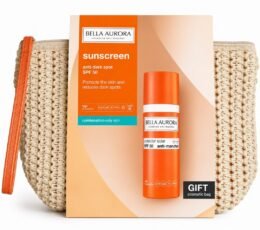 BELLA AURORA GEL SOLAIRE ANTI-TACHES SPF50 PEAU MIXTE À GRASSE 50ML + TROUSSE OFFERTE