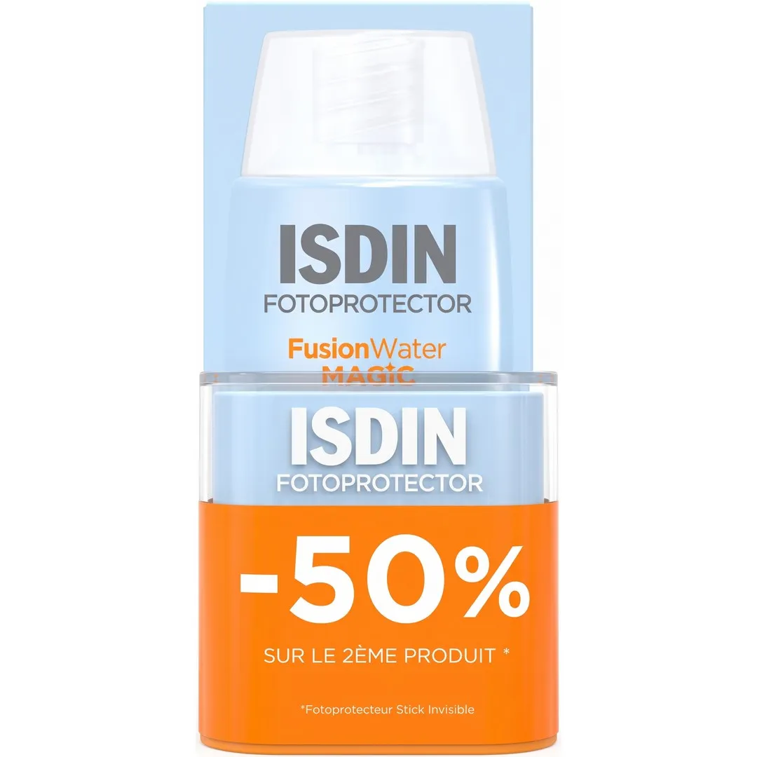 ISDIN FOTOPROTECTOR FUSION WATER MAGIC SPF50 50ML + INVISIBLE STICK SPF50 10G PACK
