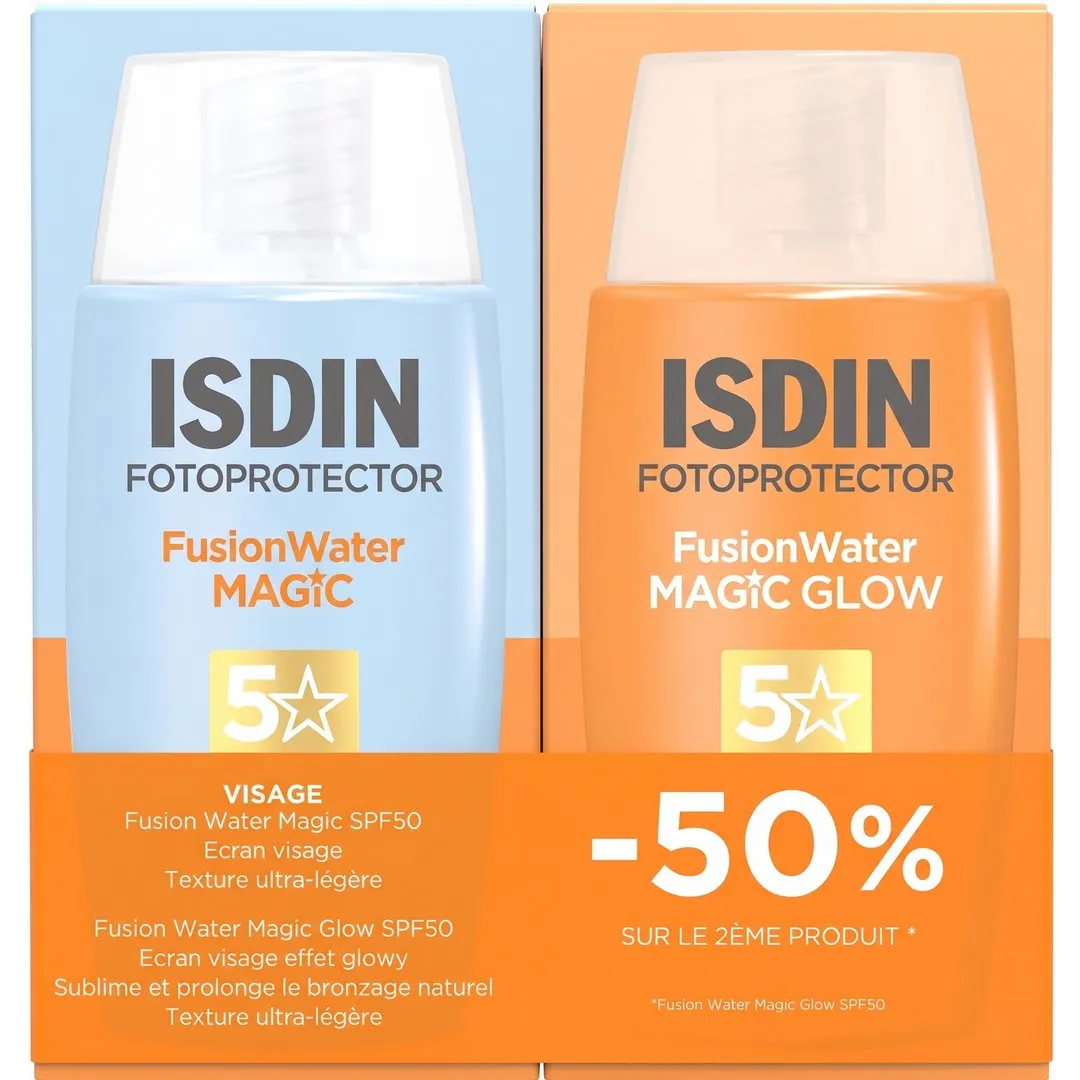 ISDIN FOTOPROTECTOR FUSION WATER MAGIC SPF50 50ML + MAGIC GLOW SPF50 50ML PACK