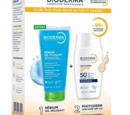 BIODERMA PHOTODERM XDEFENSE ULTRA-FLUID SPF50+ TEINTE 01 40ML + SÉBIUM GEL MOUSSANT 100ML OFFERT